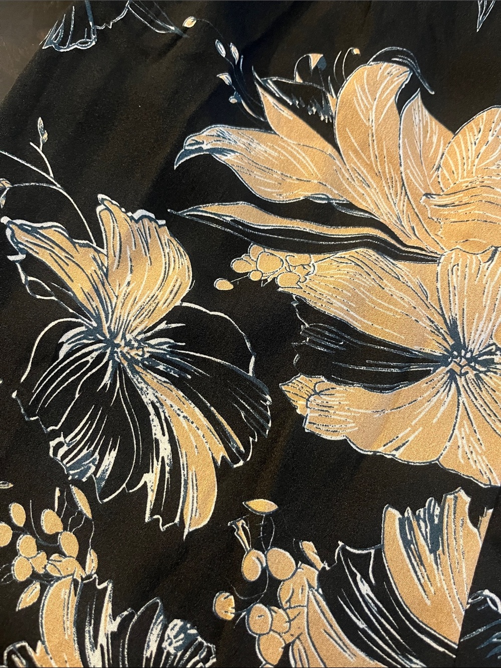 Lulu's Black Strapless Floral Slip Dress with Tan Blooms - Picture 3 of 3